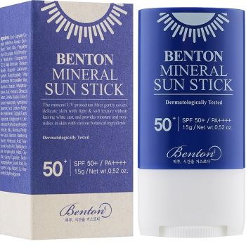 Сонцезахисний стік на мінеральній основі Benton Mineral Sun Stick SPF50+ PA++++ 15 г