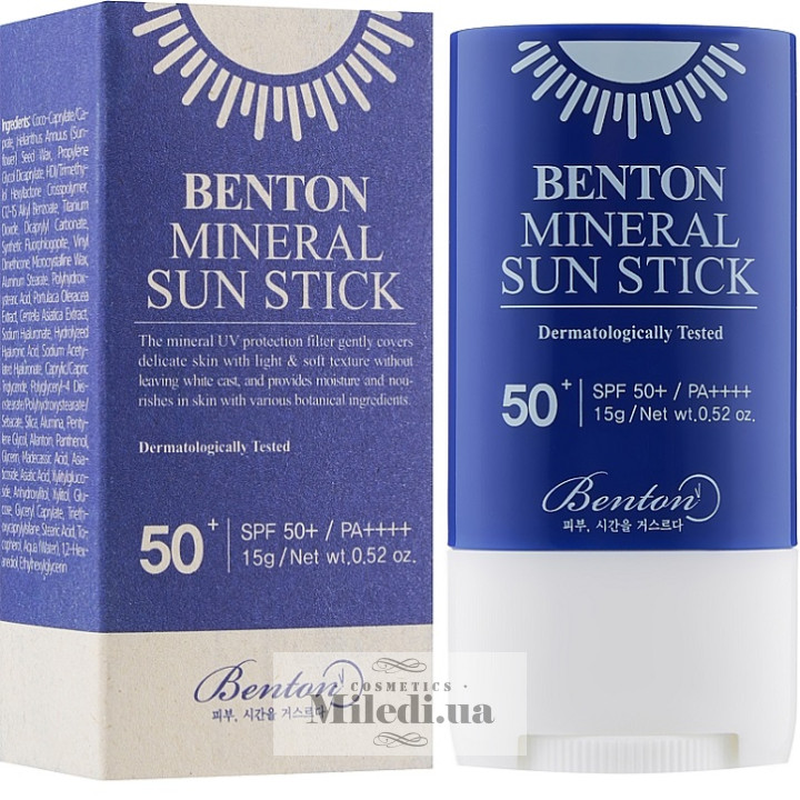 Сонцезахисний стік на мінеральній основі Benton Mineral Sun Stick SPF50+, 15 г
