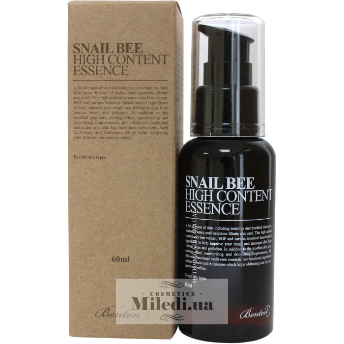 Есенція із муцином равлику і бджолиною отрутою Benton Snail Bee High Content Essence 60 мл