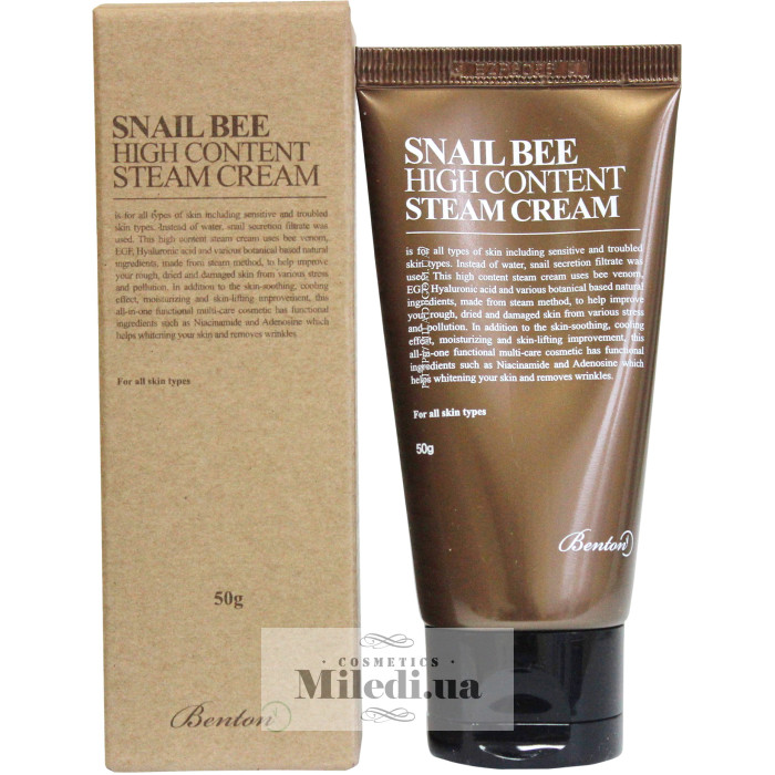 Крем з муцином равлику і бджолиною отрутою Benton Snail Bee High Content Steam Cream 50 мл