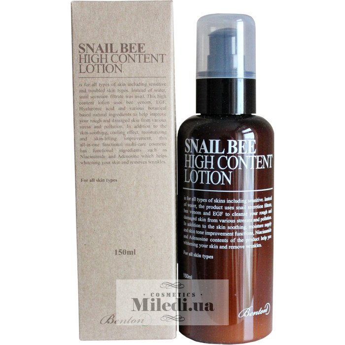Лосьон улиточный с пчелиным ядом Benton Snail Bee High Content Lotion For All Skin Types 120 мл