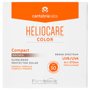 Крем-пудра минеральная для сухой кожи лица Темный тон Cantabria Labs Heliocare Color Compact SPF50 Brown