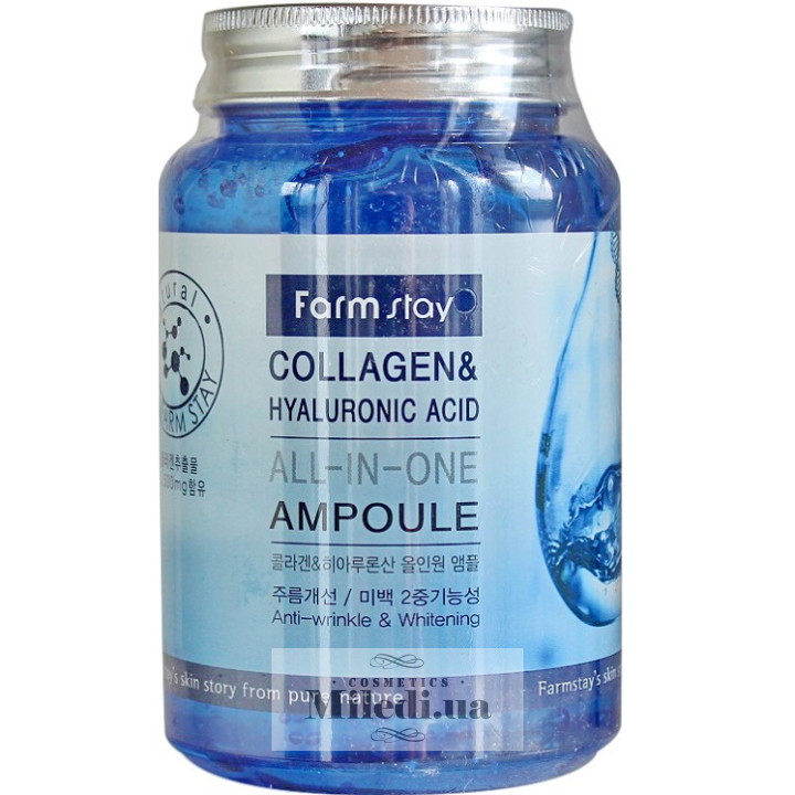 Ампульная сыворотка FarmStay с коллагеном и гиалуроновой кислотой, 250 мл