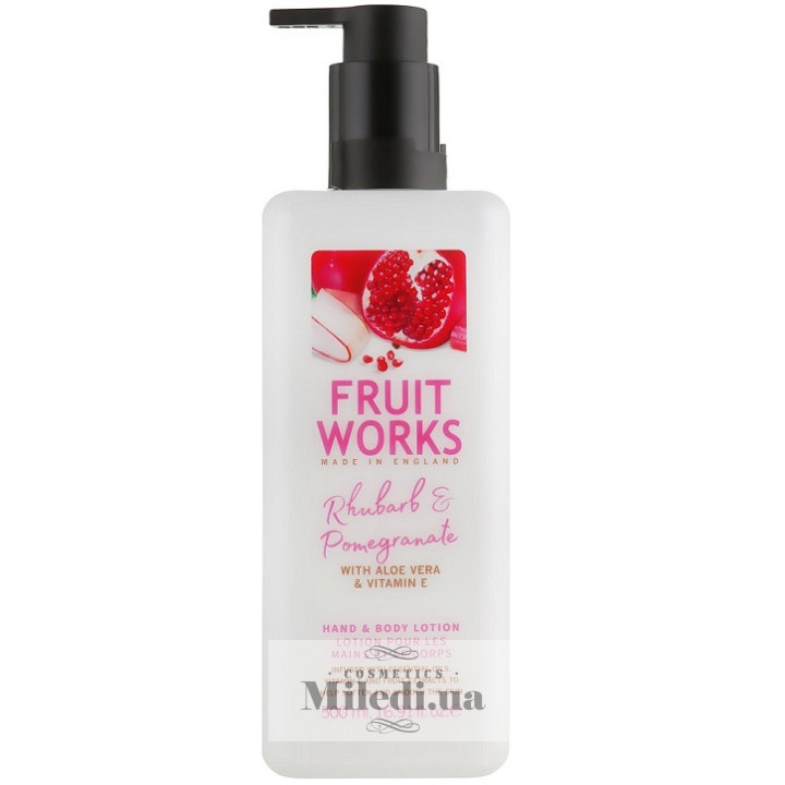 Лосьйон для рук і тіла Grace Cole Fruit Works «Ревінь і гранат», 500 мл