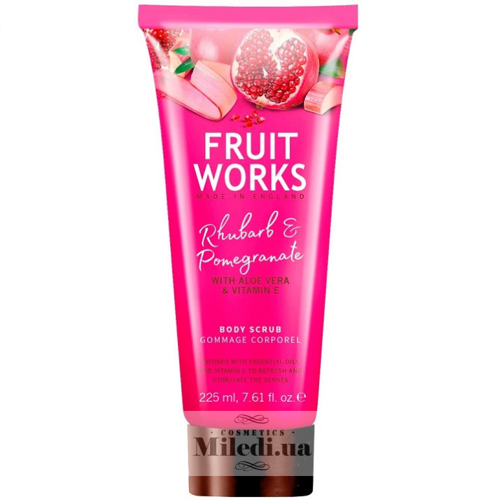 Скраб для тела Grace Cole Fruit Works «Ревень и гранат», 225 мл
