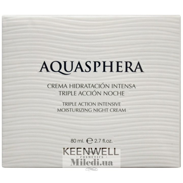 Нічний інтенсивно зволожуючий крем Keenwell Aquasphera потрійної дії, 80 мл