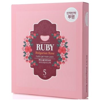 Гідрогелева маска для обличчя з рубіновою пудрою і болгарською трояндою Koelf Ruby & Bulgarian Rose Hydro Gel Mask Pack 5 шт