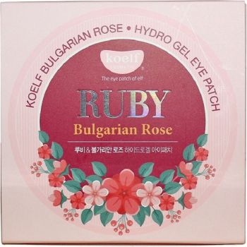 Гідрогелеві патчі для очей з рубіновою пудрою і болгарською трояндою Koelf Ruby & Bulgarian Rose Hydro Gel Eye Patch 60 шт