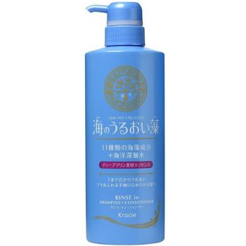 Шампунь-ополаскиватель с водорослями и минералами Kracie Umi no Uruoiso Shampoo + Conditioner 520 мл