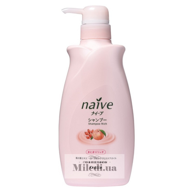 Шампунь с экстрактом персика Kracie Naive Shampoo Rich, 550 мл