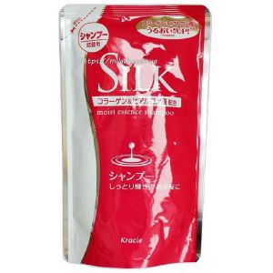 Шампунь эссенция с шелком и коллагеном (сменная упаковка) Kracie Silk Moist Essence Shampoo 350 мл