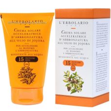 Крем для швидкої засмаги з маслом жожоба SPF15 L'Erbolario Crema Solare Acceleratrice D'abbronzatura All'Olio di Jojoba 125 мл