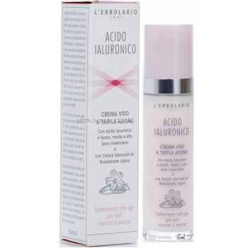 Крем с гиалуроновой кислотой для сухой кожи L`Erbolario Acido Ialuronico Crema Viso a Tripla Azione - Pelli Normali e Secche 50 мл