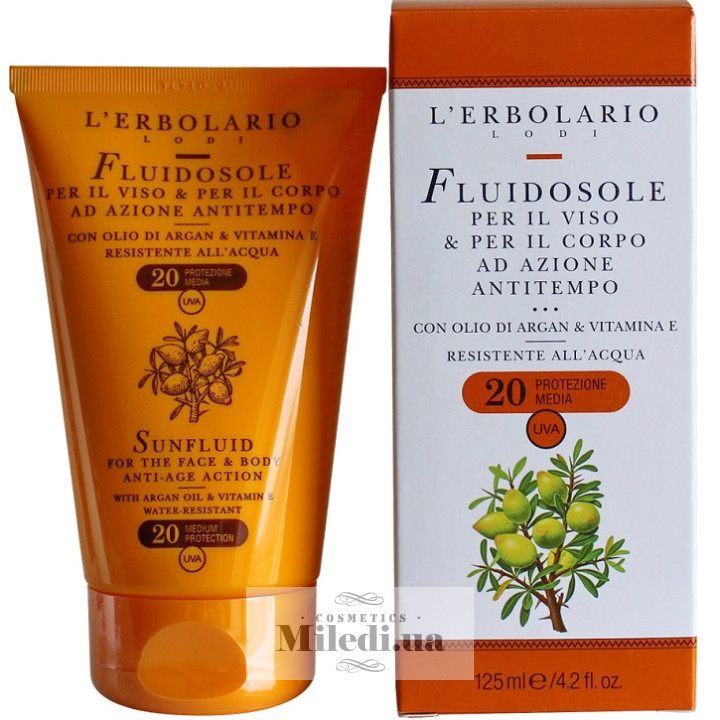 Молочко для засмаги L`Erbolario з маслом арганії та вітаміном Е SPF20, 125 мл