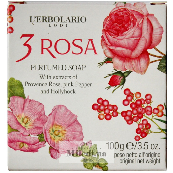 Мило L`Erbolario Три Троянди ароматне натуральне, 100 г