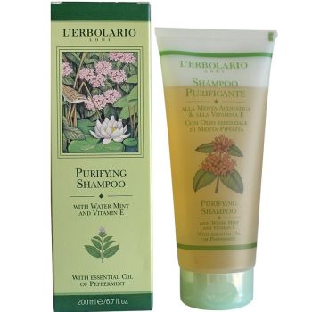 Шампунь для глубокого очищения с мятой и витамином Е L`Erbolario Shampoo Purificante alla Menta alla Vitamina E 200 мл