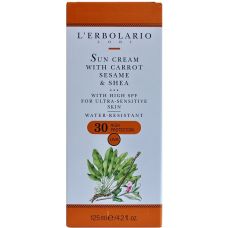Сонцезахисний крем з морквою олією кунжуту та ши SPF30 L`Erbolario Crema Solare alla Carota al Sesamo 125 мл