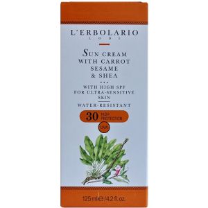Солнцезащитный крем с морковью маслом кунжута и ши SPF30 L`Erbolario Crema Solare alla Carota al Sesamo 125 мл