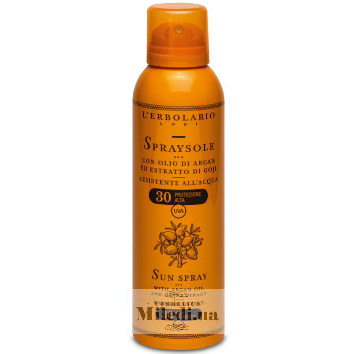 Спрей для засмаги L`Erbolario з аргановою олією і екстрактом годжі SPF30, 150 мл