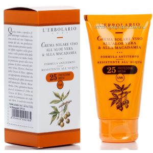Солнцезащитный крем с алоэ вера и макадамией SPF25 L`Erbolario Crema solare Viso all'Aloe Vera alla Macadamia 75 мл