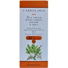 Солнцезащитный крем с морковью, маслом кунжута и маслом ши SPF30 L`Erbolario Crema solare alla Carota al Sesamo & al Karite