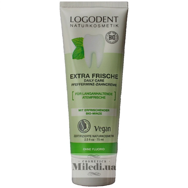 Зубна біо-паста Logona Extra Fresh з м'ятою «Освіжаюча», 75 мл