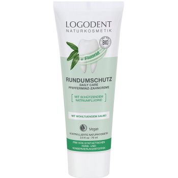 Зубна біо-паста Logona з м'ятою Освіжаюча з фтором All-Round Protection Daily Care Peppermint Toothpaste 75 мл