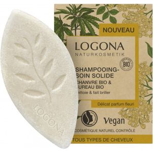 Био-шампунь твердый Logona для блеска и ускорения роста волос Конопля и бузина Organic Hemp & Elderberry Solid Shampoo 60 г