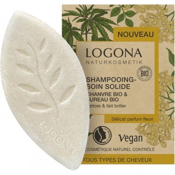 Био-шампунь твердый Logona для блеска и ускорения роста волос Конопля и бузина Organic Hemp & Elderberry Solid Shampoo 60 г