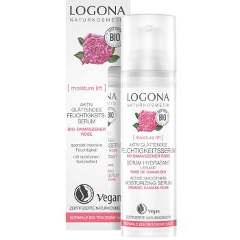 Био-сыворотка для сухой кожи Роза Активное разглаживание и увлажнение Logona Moisture Lift Active Smoothing Moisturizing Serum 30 мл