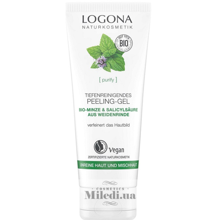 Био-гель эксфолиант Logona для глубокого очищения лица с мятой, 100 мл
