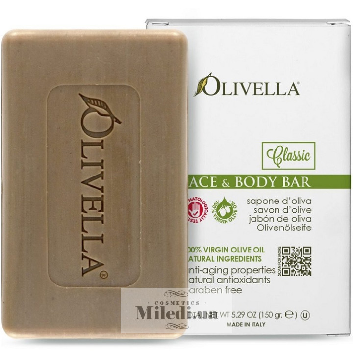 Мило для обличчя і тіла Olivella на основі оливкової олії, 150 г