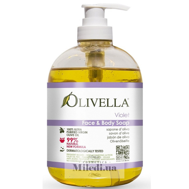 Рідке мило Olivella «Фіалка» на основі оливкової олії, 500 мл