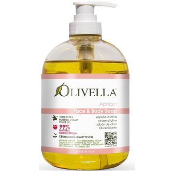 Жидкое мыло Абрикос на основе оливкового масла Olivella Face & Body Liquid Soap Apricot 500 мл