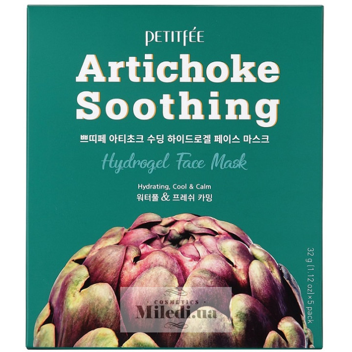 Гідрогелева заспокійлива маска Petitfee з екстрактом артишоку, 5 шт