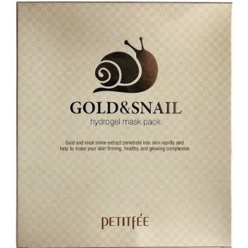Гидрогелевая маска для лица с золотом и улиткой Petitfee Gold & Snail Hydrogel Mask Pack 5 шт