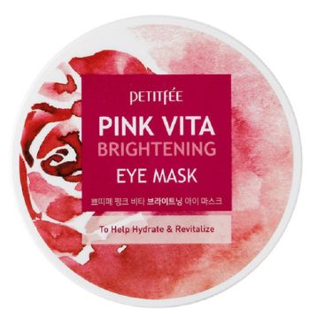 Освітлюючі патчі для очей на основі есенції рожевої води Petitfee Pink Vita Brightening Eye Mask 60 шт