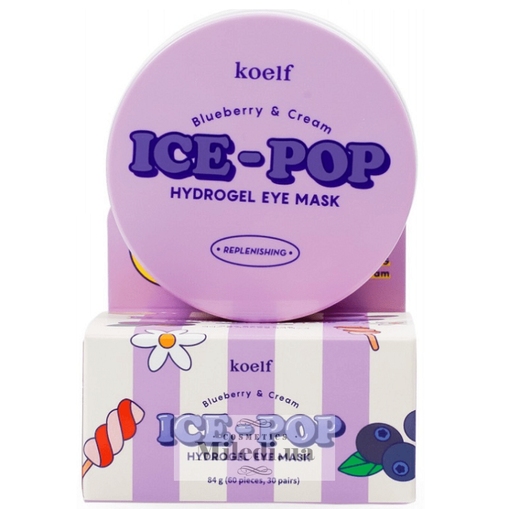 Гидрогелевые патчи Petitfee для глаз с голубикой и сливками, 60 шт