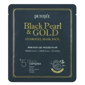 Гидрогелевая маска с золотом и черным жемчугом Petitfee Black Pearl & Gold Hydrogel Mask Pack
