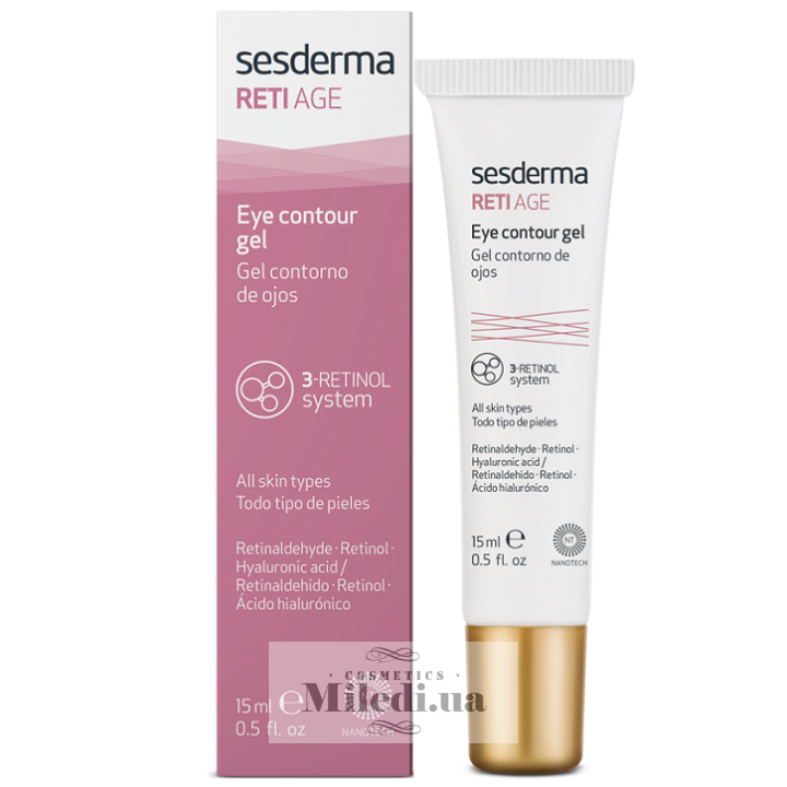 Гель-контур Sesderma Reti Age для шкіри навколо очей на основі ретинолу, 15 мл