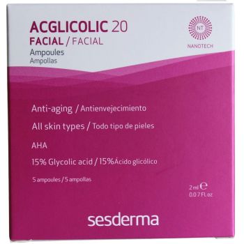 Ампули з 15% гліколевою кислотою сильні Sesderma Laboratories Acglicolic 20 Ampoules 5x2ml