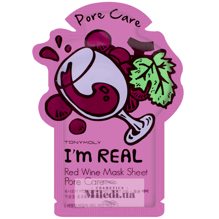 Маска листовая поросуживающая Tony Moly I'm Real «Красное вино», шт